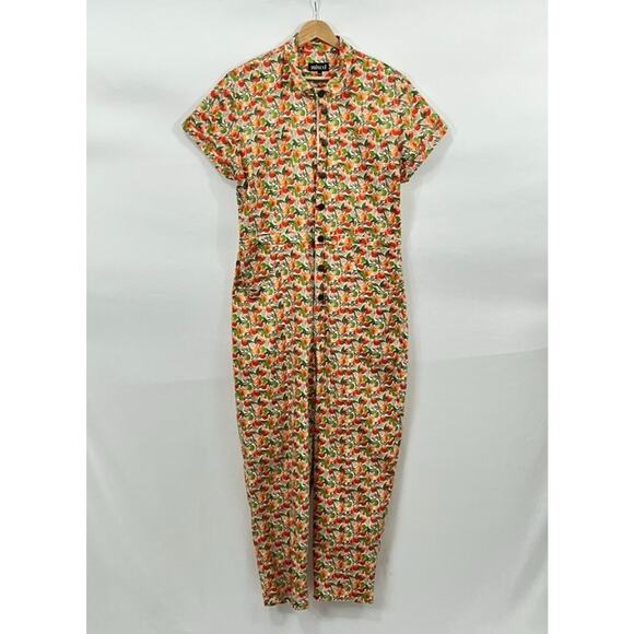 MIXED by NASRIN Sz XXL 2xl Apple Print Zip Front Jumpsuit Coverall - Picture 5 of 6